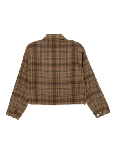 Chocoolate Karierte Jacke Mit Logo-patch In Brown