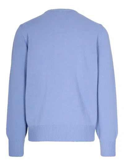 Lacoste Crew Neck Sweater Ribbed Cuffs And Hem In Blue