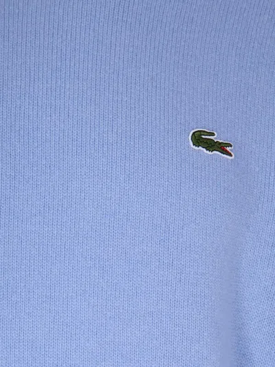 Lacoste Crew Neck Sweater Ribbed Cuffs And Hem In Blue