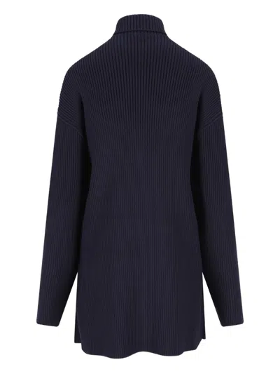 Balenciaga Draped Knit Mini Dress In Blue
