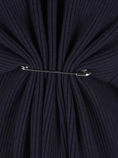 Balenciaga Draped Knit Mini Dress In Blue