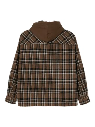 Chocoolate Karierte Jacke Mit Logo-stickerei In Brown