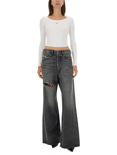 Diesel Long-sleeve Top With Embroidered D Patch In White