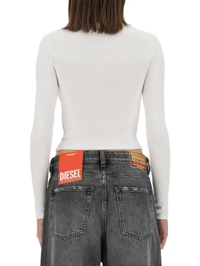 Diesel Long-sleeve Top With Embroidered D Patch In White
