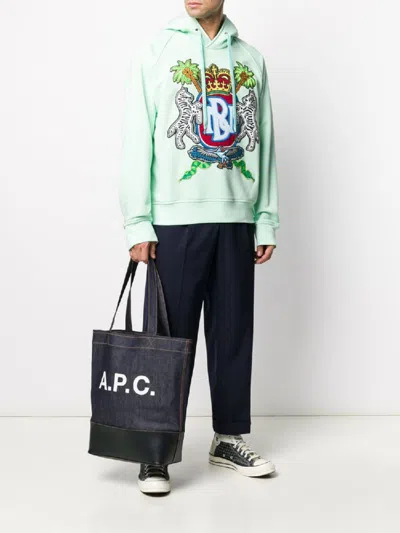 Apc A.p.c. Blue Denim And Leather Shopping Bag