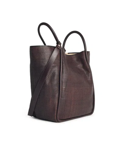 Dragon Diffusion Dual Handle Textured Leather Tote Bag In Brown