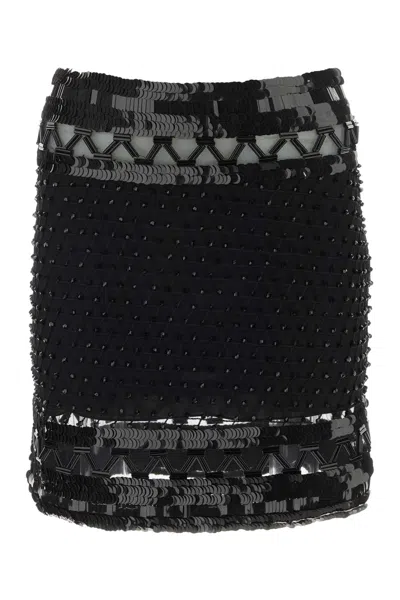 Alberta Ferretti Alberta Ferreti Embellished Mesh Mini Skirt In Black