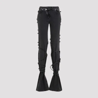 Alexander Mcqueen Mcqueen Asymmetric Closure Black Denim Jeans In Black