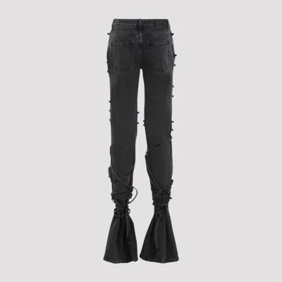 Alexander Mcqueen Mcqueen Asymmetric Closure Black Denim Jeans In Black