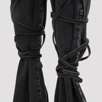 Alexander Mcqueen Mcqueen Asymmetric Closure Black Denim Jeans In Black