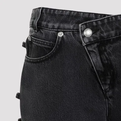 Alexander Mcqueen Mcqueen Asymmetric Closure Black Denim Jeans In Black