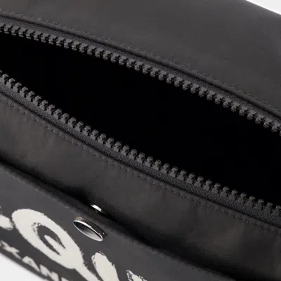 Alexander Mcqueen Black Fabric Mcqueen Graffiti Crossbody Bag In Black