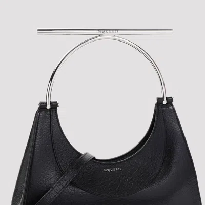 Alexander Mcqueen Black Leather Cross-bar Handbag In Black