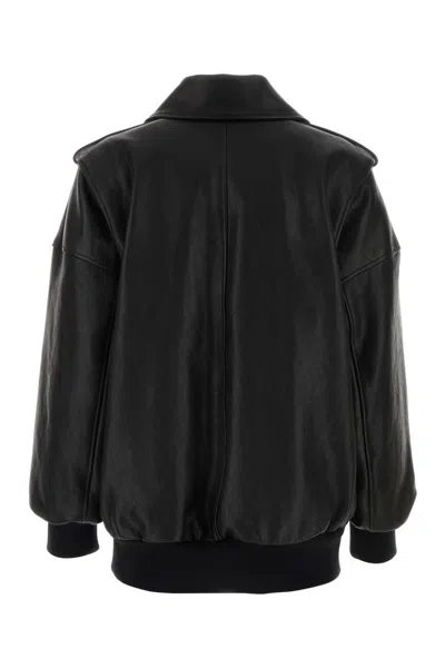 Alexander Mcqueen Black Leather Oversize Jacket In Black