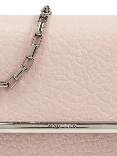 Alexander Mcqueen Cross-bar Mini Pink Lambskin Crossbody Bag In Neutral