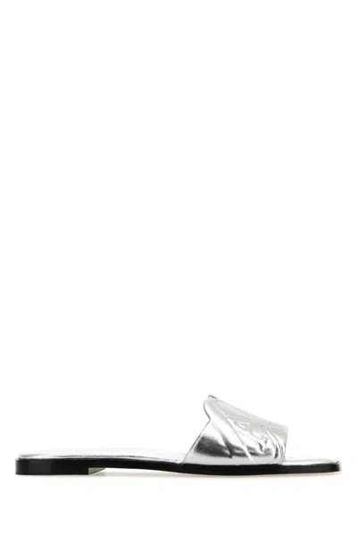 Alexander Mcqueen Alexander Mc Queen Seal Leather Sandals In Silver