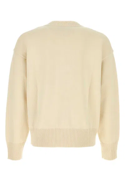 Ami Alexandre Mattiussi V-neck Button-down Cardigan With Textured Detailing In Neutral