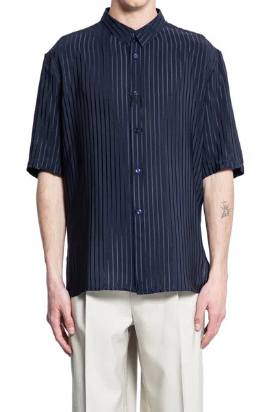 Saint Laurent Striped Shirt In Blue