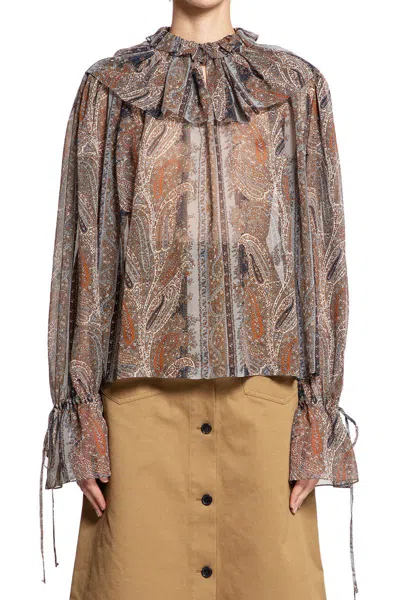 Saint Laurent Woman Multicolor Shirts In Brown