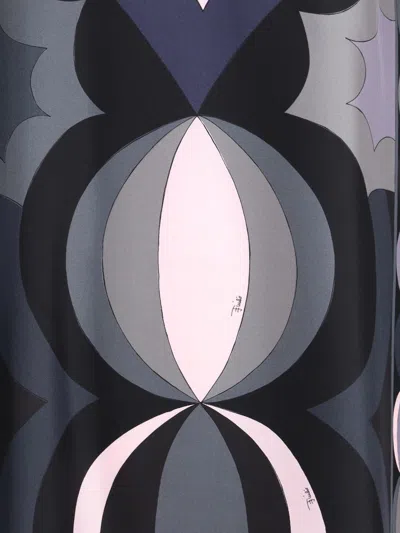 Pucci Geometric Pattern Long Sleeve High Neck Dress In Black