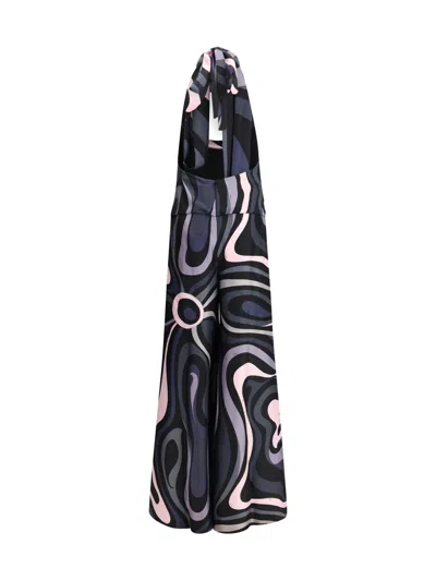 Pucci Long Jumpsuit In Silk With Print In Multi