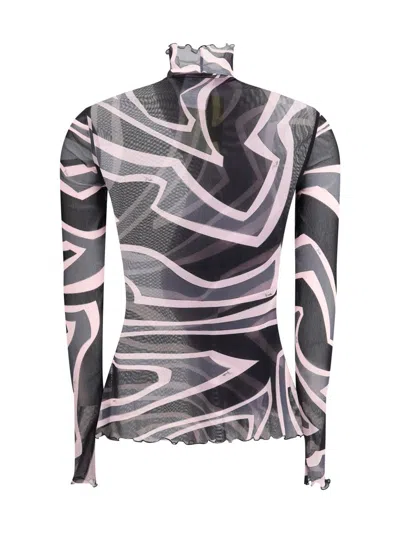 Pucci Tulle Top With Labyrinth Print In Multi