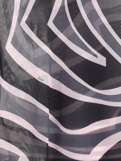 Pucci Tulle Top With Labyrinth Print In Multi