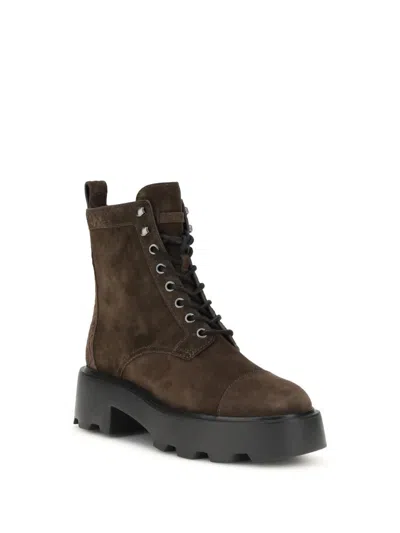 Tory Burch Ankle Boots With Round Toe And Chunky Sole In Brown