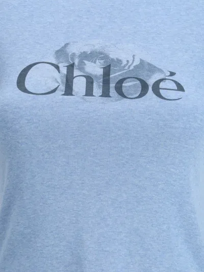 Chloé Chloè Logo Cotton T Shirt In Blue