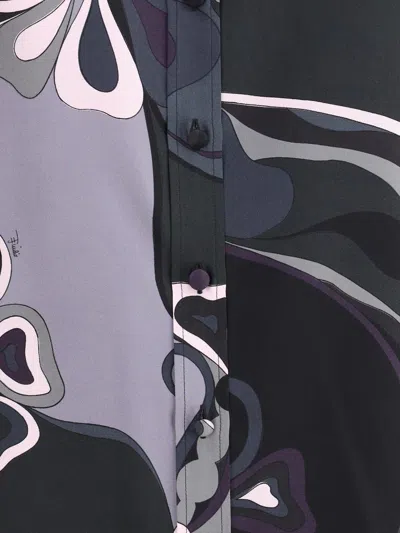 Pucci Silk Shirt With Abstract Print In Green