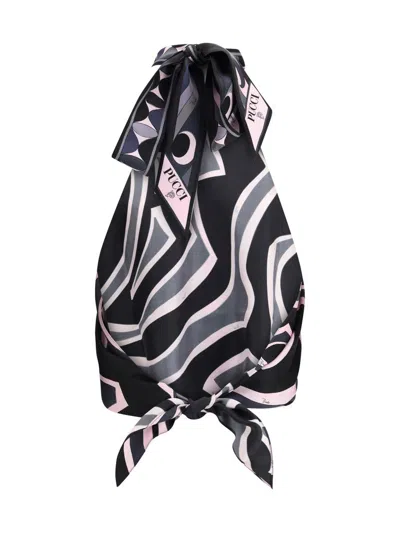 Pucci Printed Silk-twill Halterneck Top In Multi