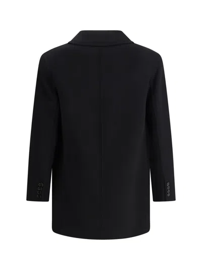Saint Laurent Double Breasted Jacket Notched Lapel In Black