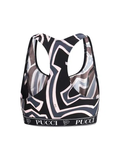 Pucci Geometric Racerback Top For Modern Style In Black