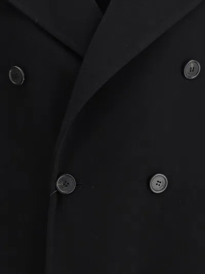 Saint Laurent Double Breasted Jacket Notched Lapel In Black
