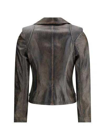Sword 6.6.44 Cropped Leather Biker Jacket In Black