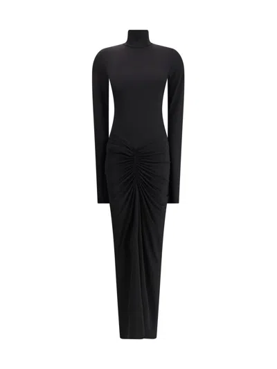 The Andamane Turtleneck Gathered Warwick Dress In Black