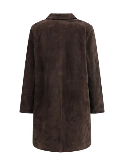 Sword 6.6.44 Goat Suede Leather Blazer With Stone Details In Brown