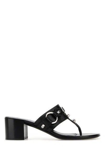 Balenciaga Thong Sandals Block Heel In Black