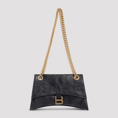 Balenciaga Crush Small Crinkled Leather Shoulder Bag In Black