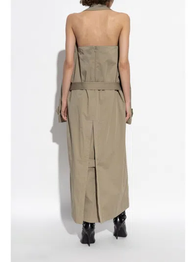 Balenciaga Cappuccino Cotton Trench Suspended Dress In Brown