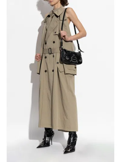 Balenciaga Cappuccino Cotton Trench Suspended Dress In Brown