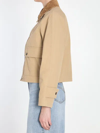 Burberry Beige Cropped Cotton Jacket In Brown