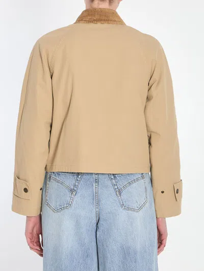 Burberry Beige Cropped Cotton Jacket In Brown
