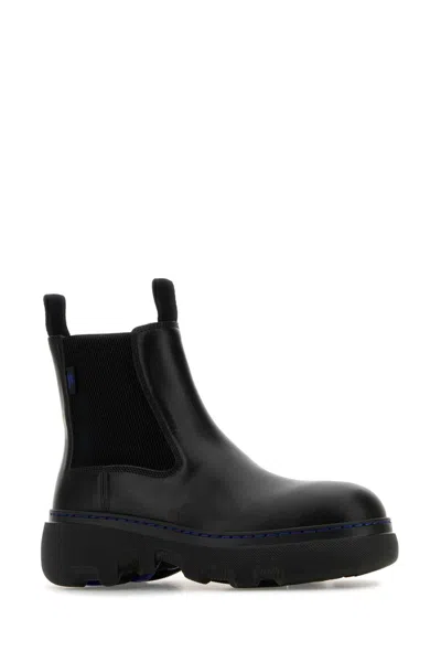 Burberry Chunky Sole Ankle Boots With Elastic Panels In Black