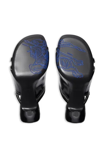 Burberry Sandals Peep Model In Shiny Black Leather
