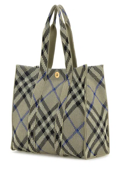 Burberry Embroidered Canvas Medium Check Shopping Bag