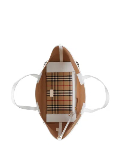 Burberry Embroidered Canvas London Shopping Bag In Neutral