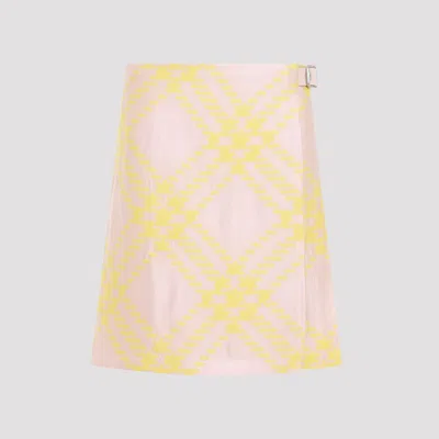 Burberry Check Silk Skirt In Neutral