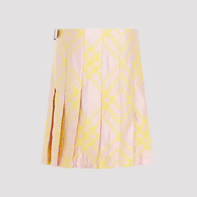 Burberry Check Silk Skirt In Neutral