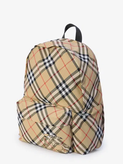 Burberry Check Pattern Backpack With Front Pocket In Neutral